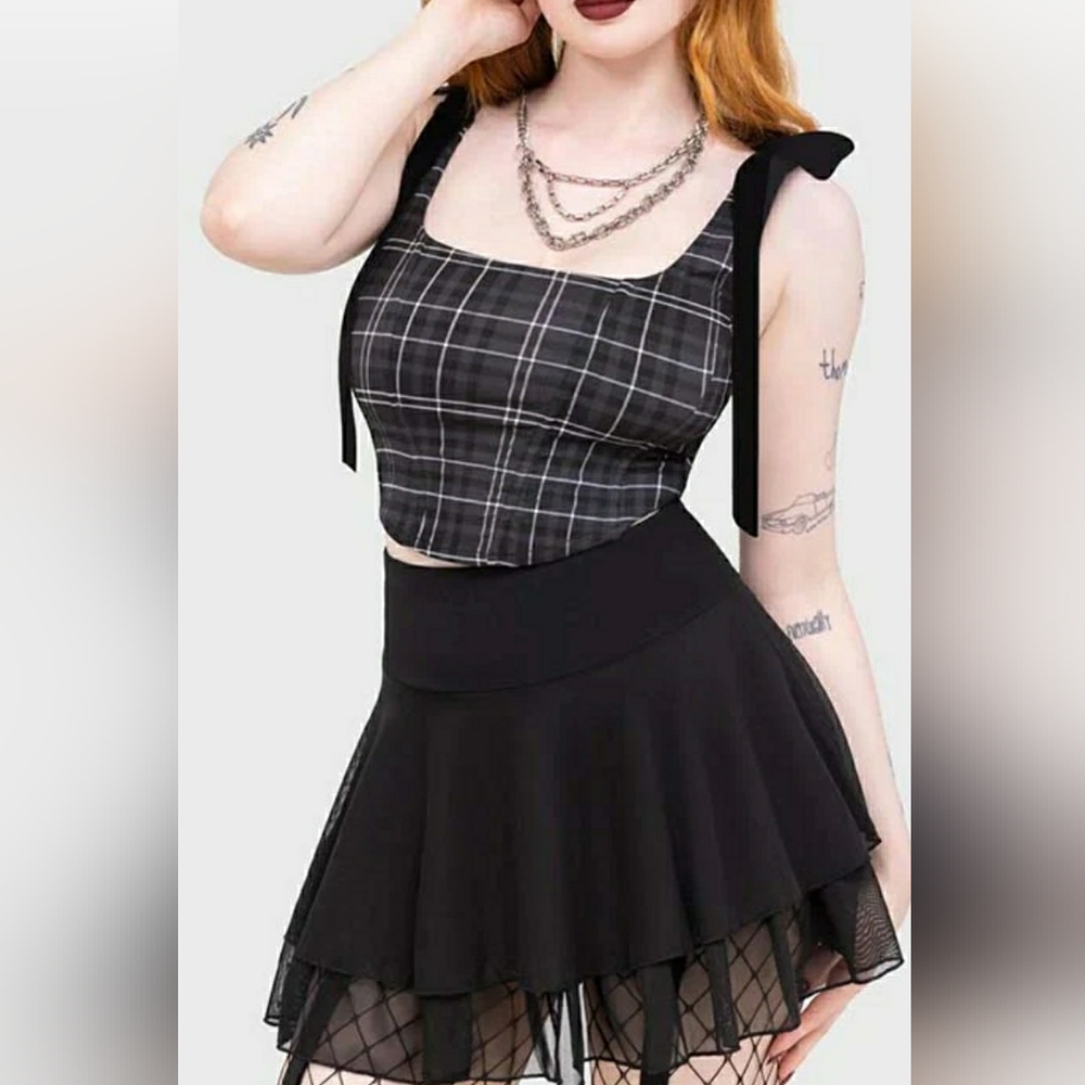 Killstar Black Plaid Crop Top
